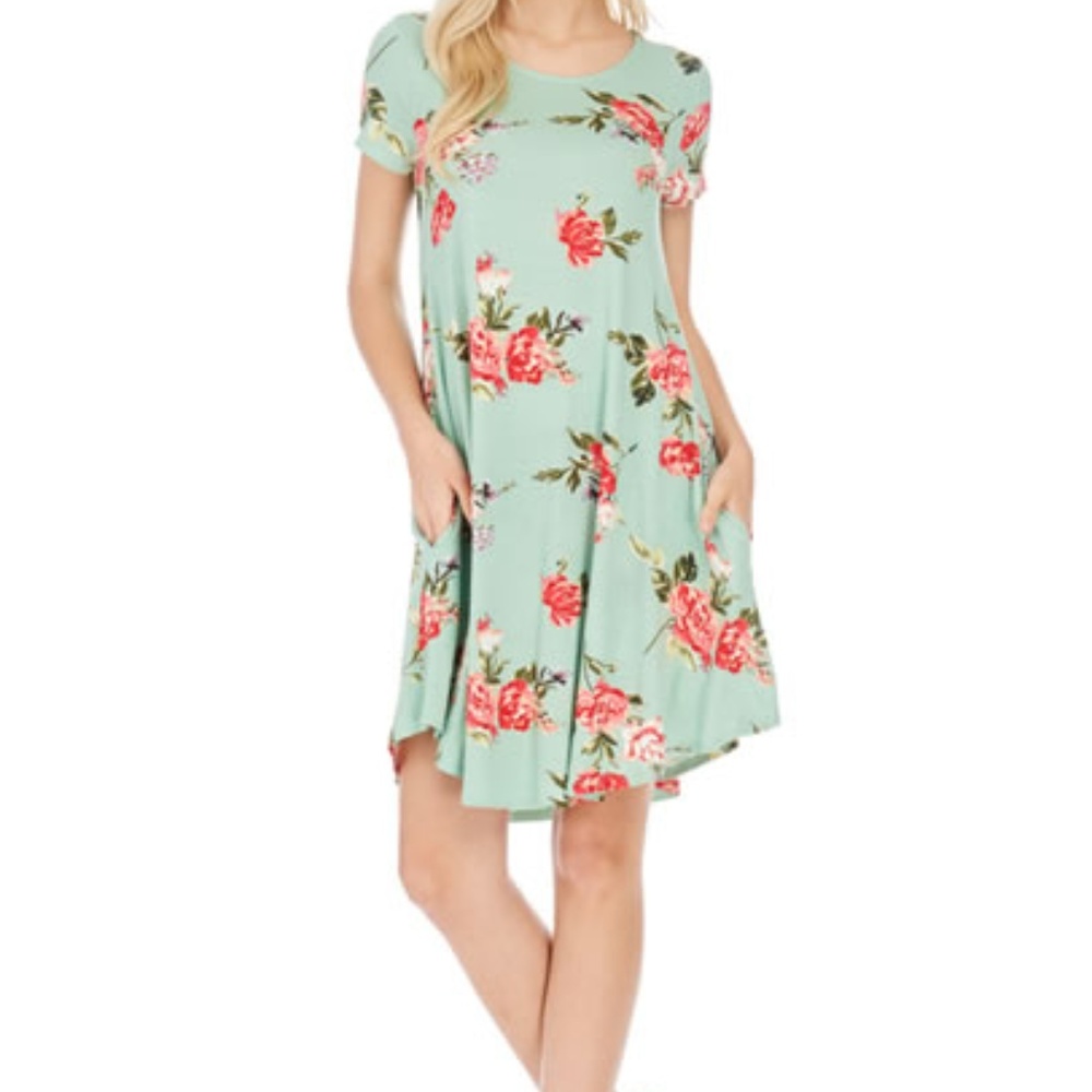 Short sleeve floral midi dress